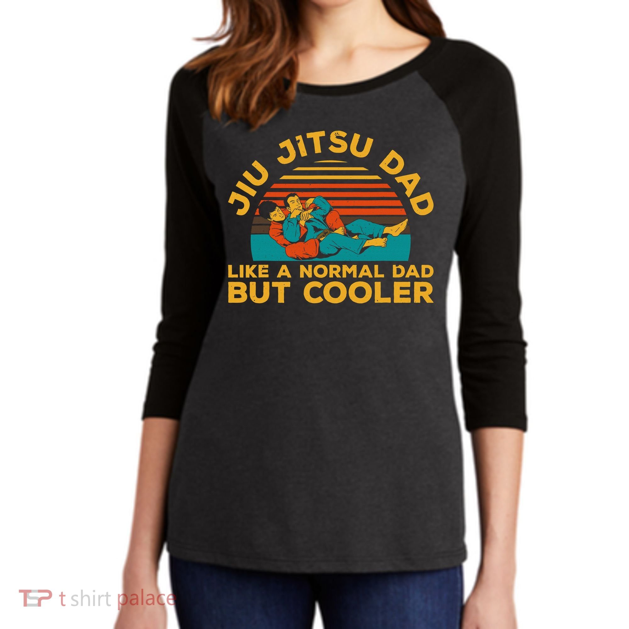 Funny Jiu Jitsu Dad For Brazilian Jiu Jitsu Lover Women's Tri-Blend 3/4-Sleeve Raglan Shirt