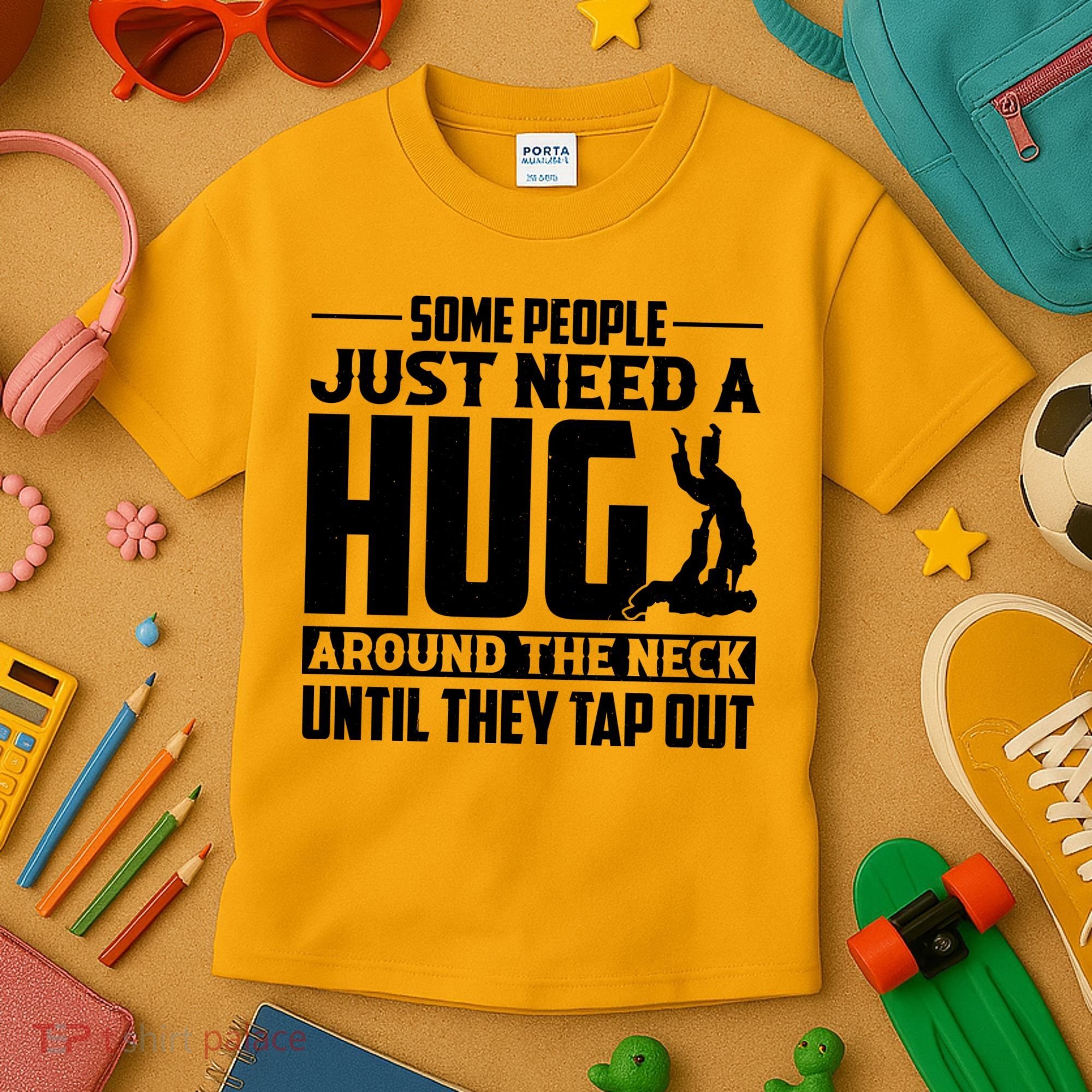 Funny Jiu Jitsu Some People Just Need A Hug Around The Neck Kids T-Shirt
