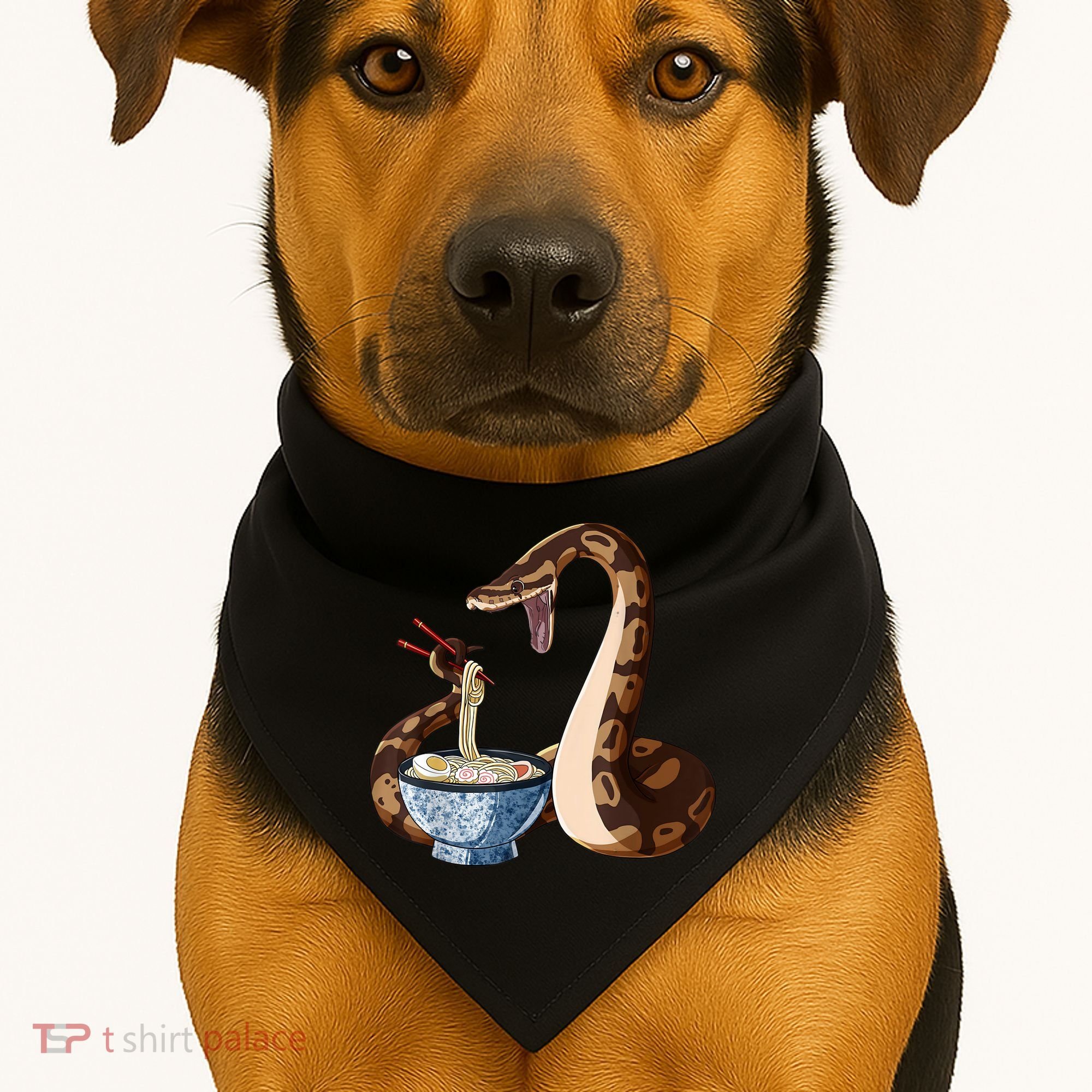 Funny Japanese Kawaii Ramen Snake Ball Python USA-Made Doggie Bandana