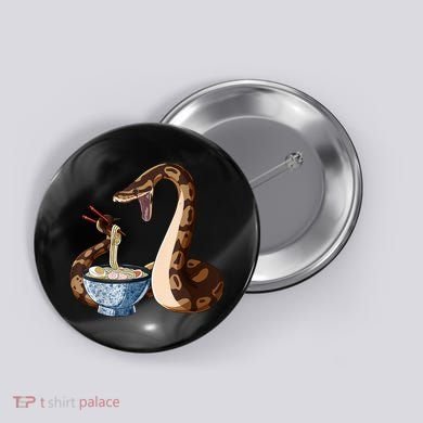 Funny Japanese Kawaii Ramen Snake Ball Python Button