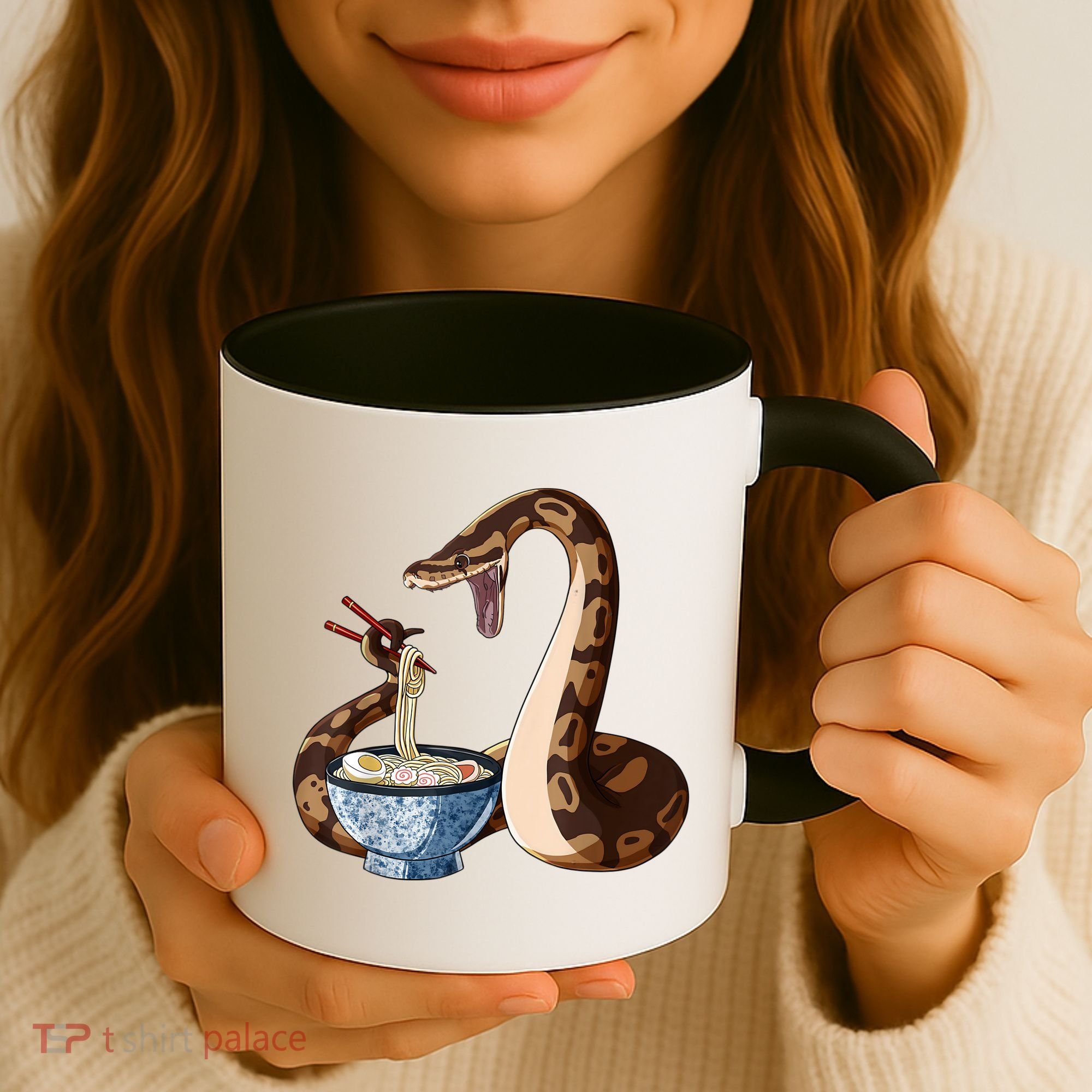 Funny Japanese Kawaii Ramen Snake Ball Python Coffee Mug
