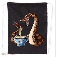 Funny Japanese Kawaii Ramen Snake Ball Python Drawstring Bag thumb 0