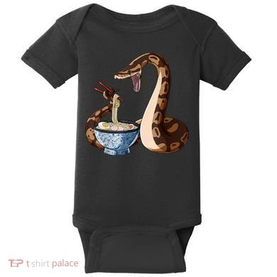 Funny Japanese Kawaii Ramen Snake Ball Python Baby Bodysuit