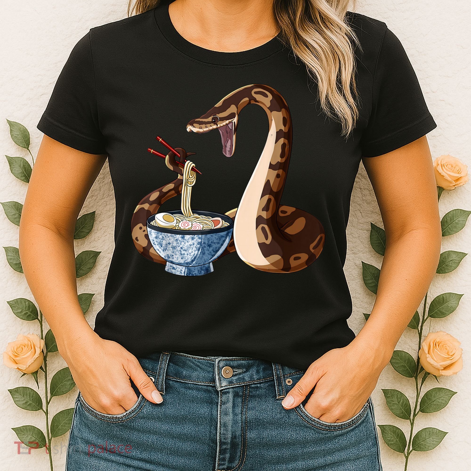 Funny Japanese Kawaii Ramen Snake Ball Python Women's T-Shirt