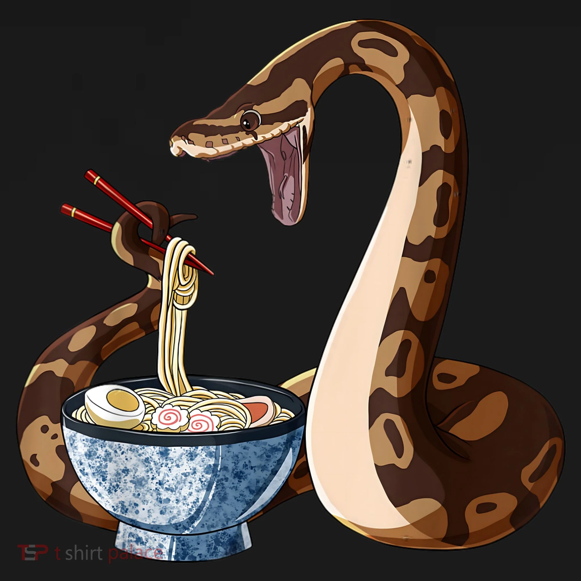 Funny Japanese Kawaii Ramen Snake Ball Python Women's T-Shirt
