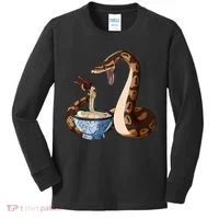 Funny Japanese Kawaii Ramen Snake Ball Python Kids Long Sleeve Shirt thumb 0