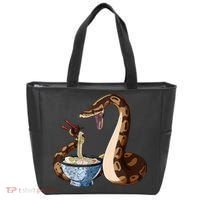 Funny Japanese Kawaii Ramen Snake Ball Python Tote Bag thumb 0