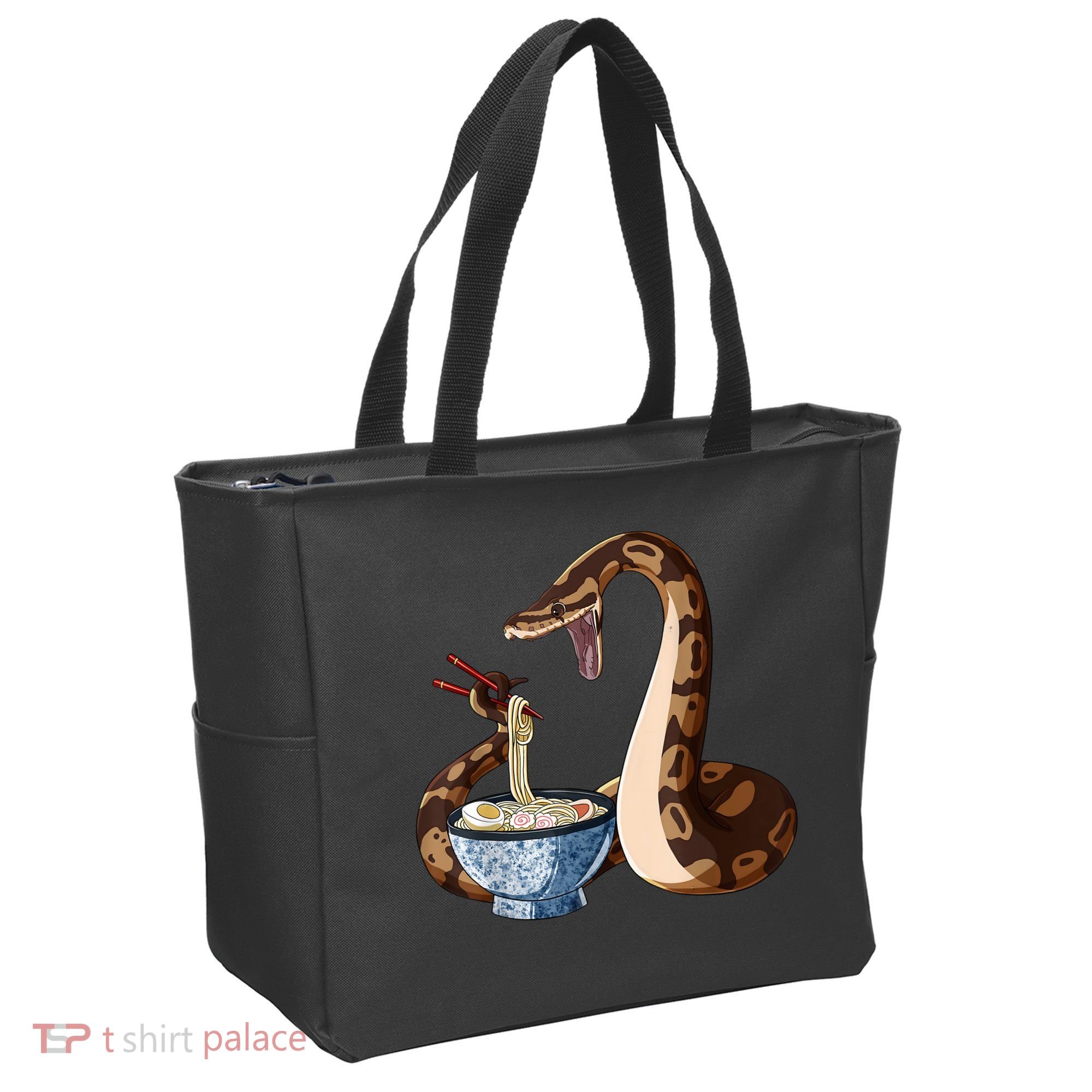 Funny Japanese Kawaii Ramen Snake Ball Python Tote Bag