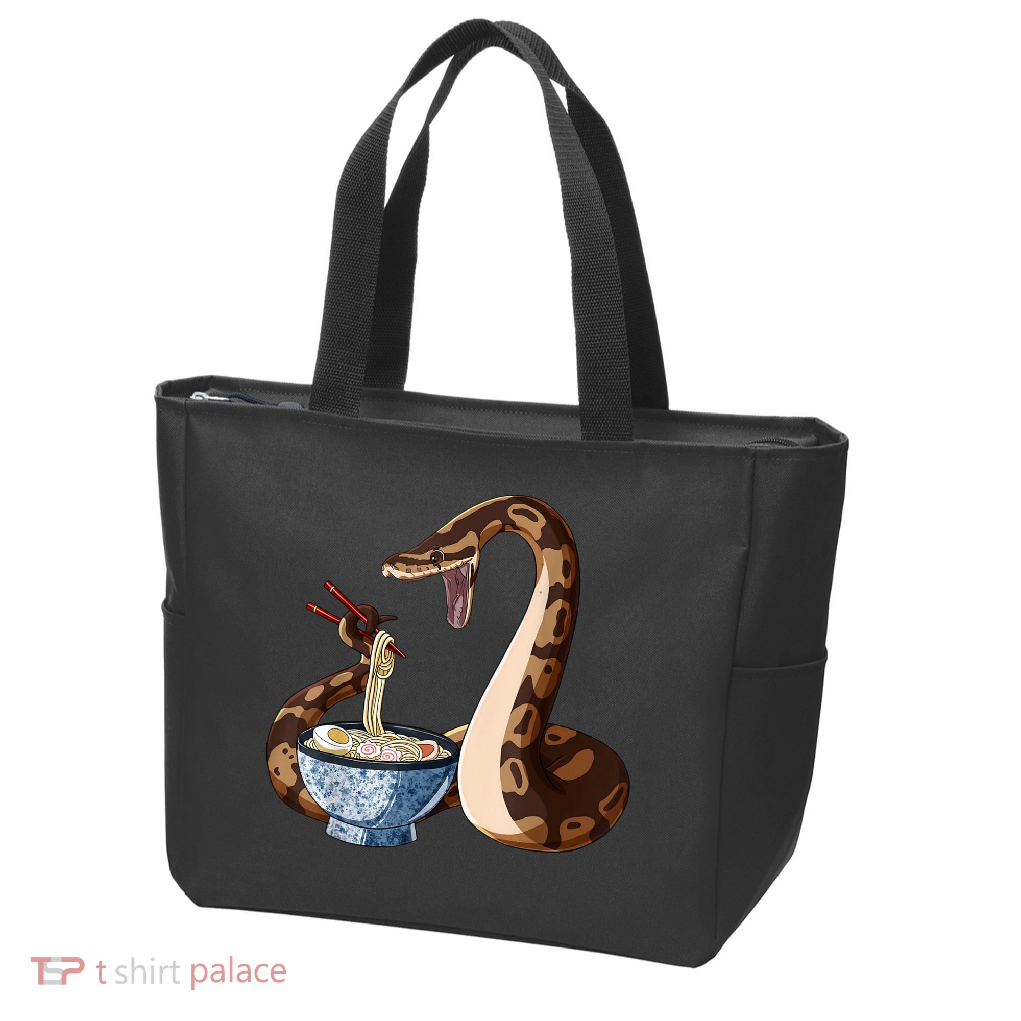 Funny Japanese Kawaii Ramen Snake Ball Python Tote Bag