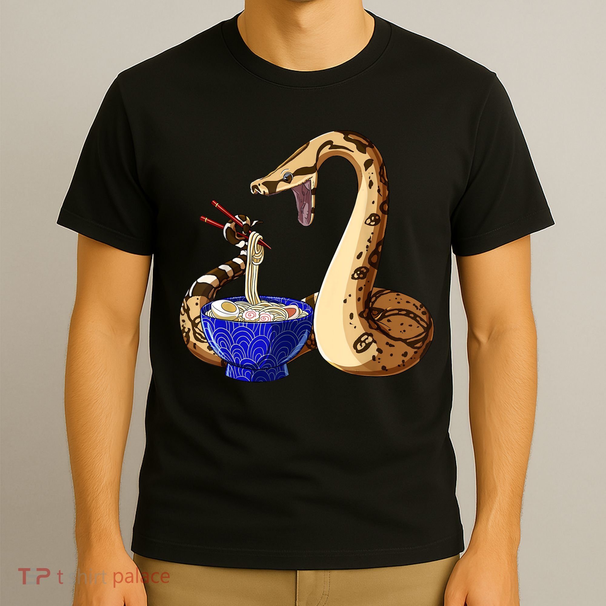 Funny Japanese Kawaii Ramen Noodles Snake Boa Constrictor T-Shirt