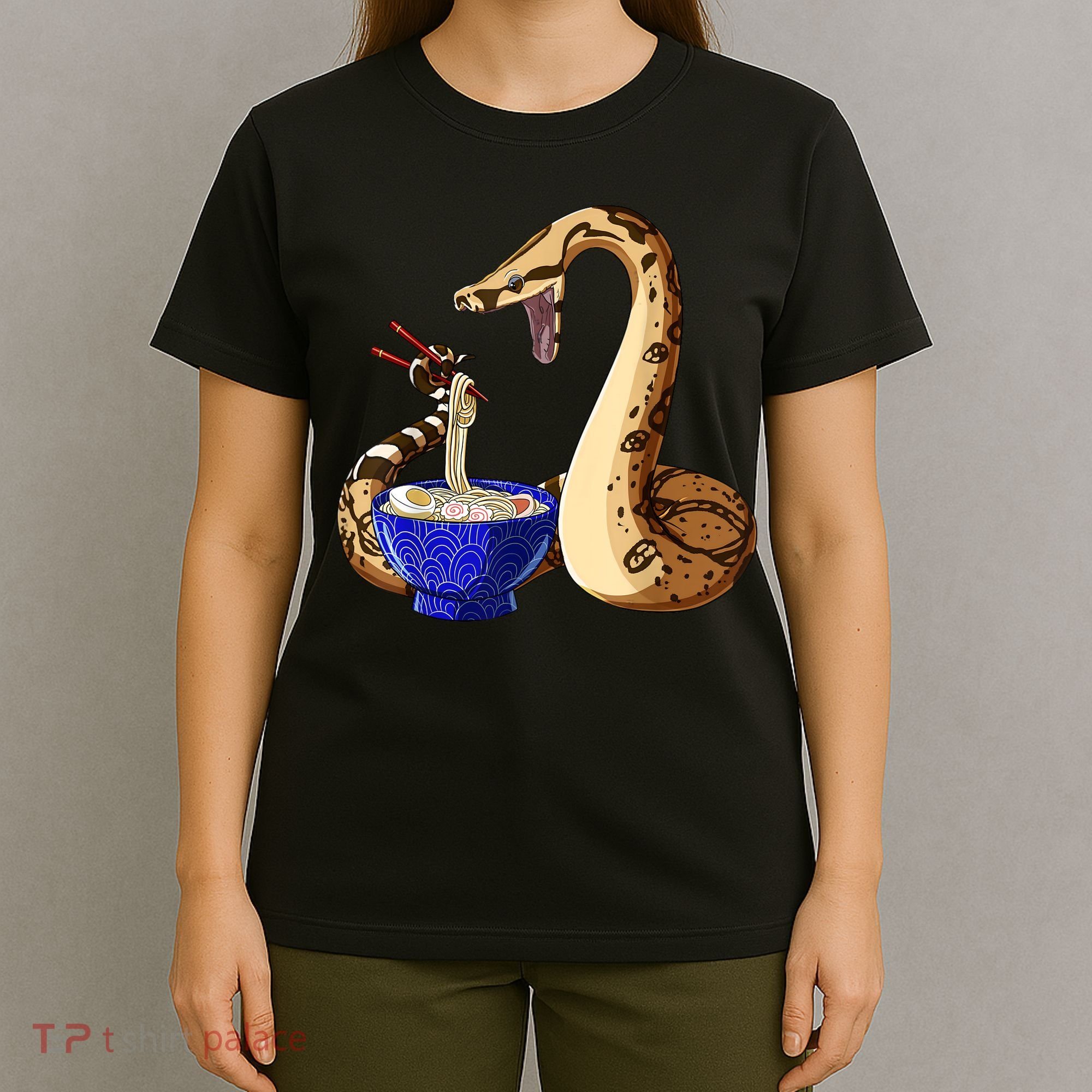 Funny Japanese Kawaii Ramen Noodles Snake Boa Constrictor T-Shirt