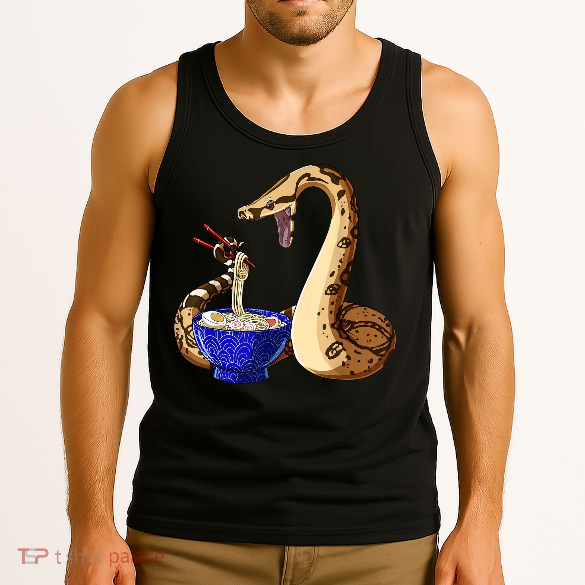 Funny Japanese Kawaii Ramen Noodles Snake Boa Constrictor Tank Top