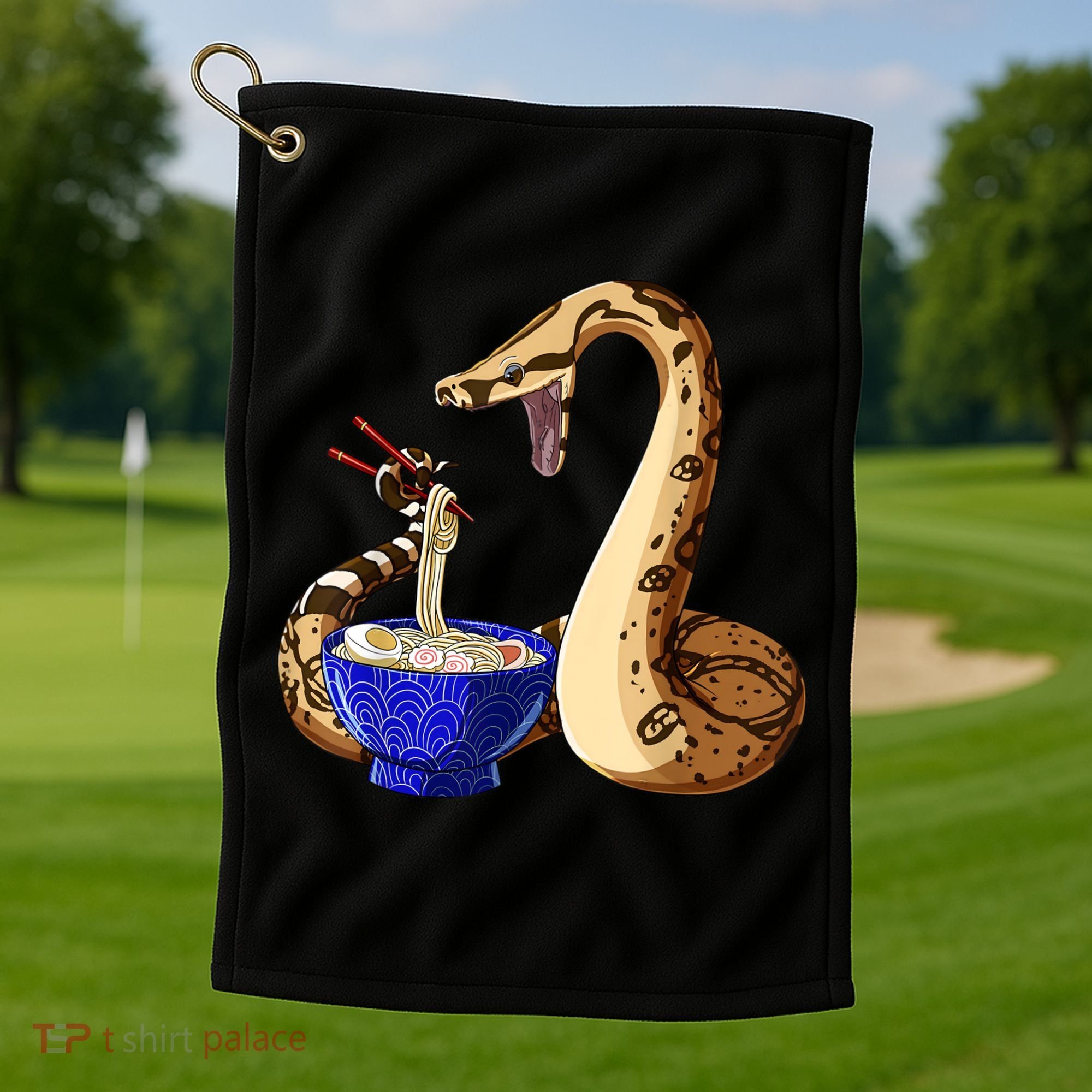 Funny Japanese Kawaii Ramen Noodles Snake Boa Constrictor Golf Towel