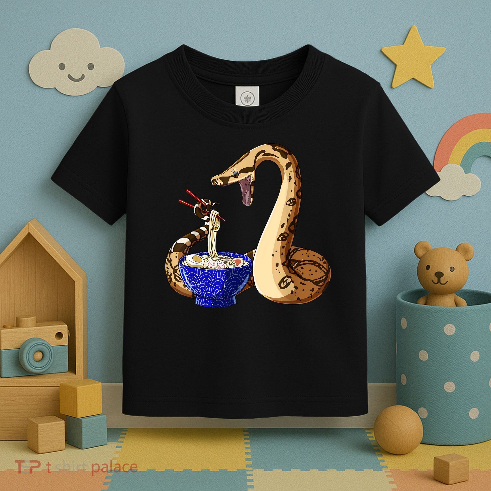 Funny Japanese Kawaii Ramen Noodles Snake Boa Constrictor Toddler T-Shirt