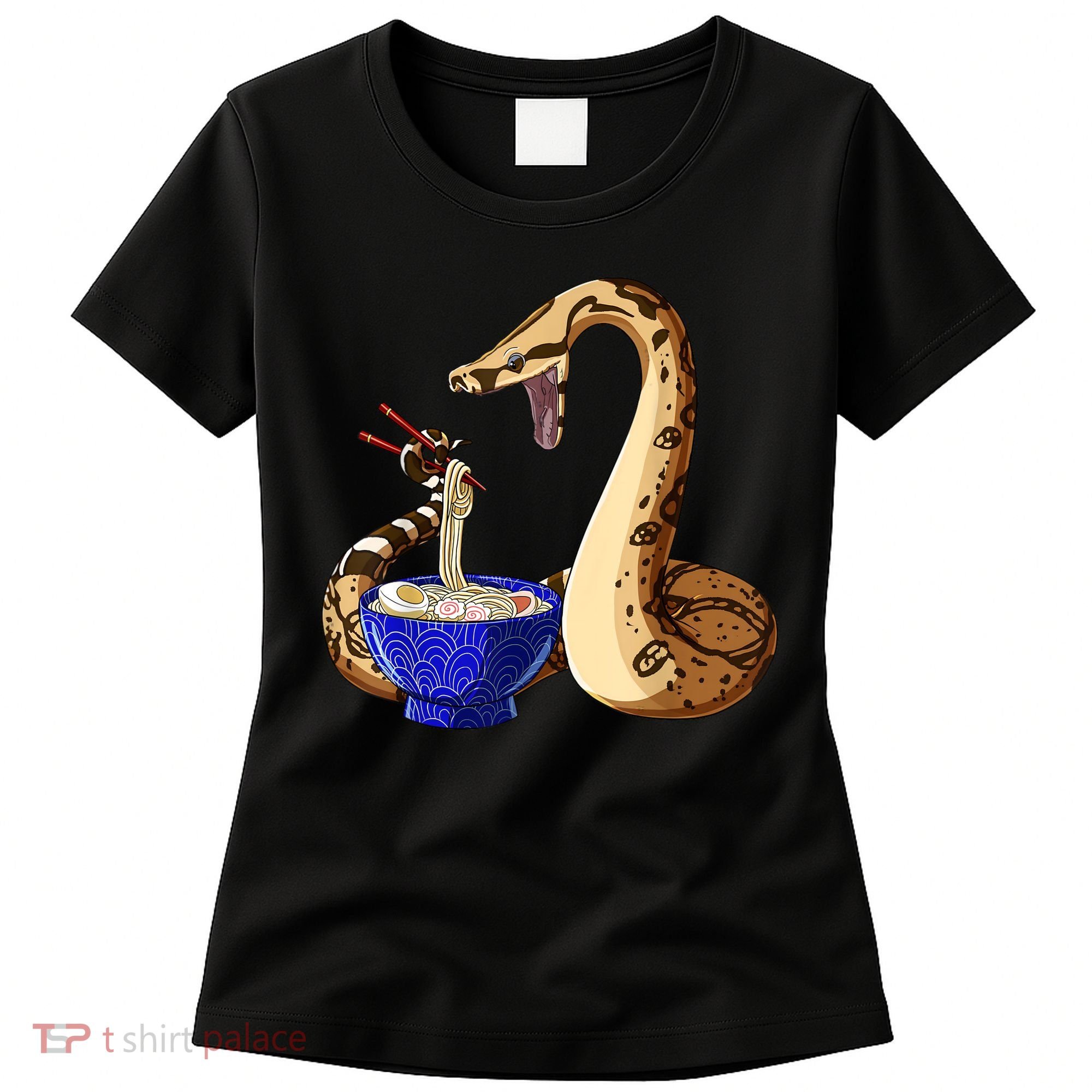 Funny Japanese Kawaii Ramen Noodles Snake Boa Constrictor Women's T-Shirt