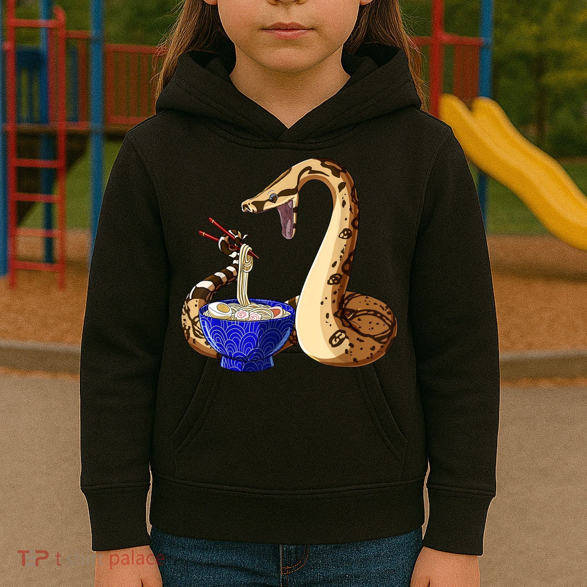Funny Japanese Kawaii Ramen Noodles Snake Boa Constrictor Kids Hoodie