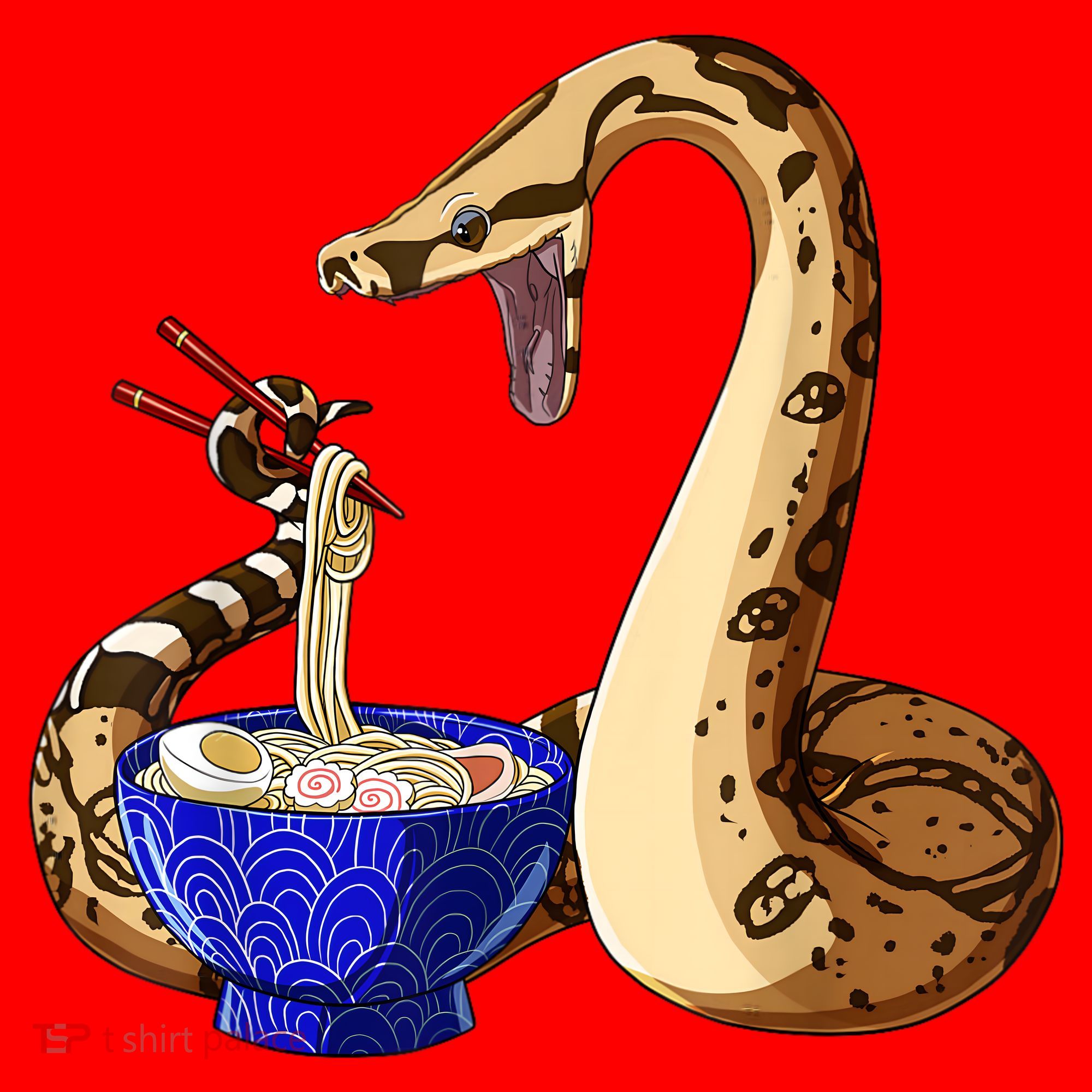 Funny Japanese Kawaii Ramen Noodles Snake Boa Constrictor Santa Hat