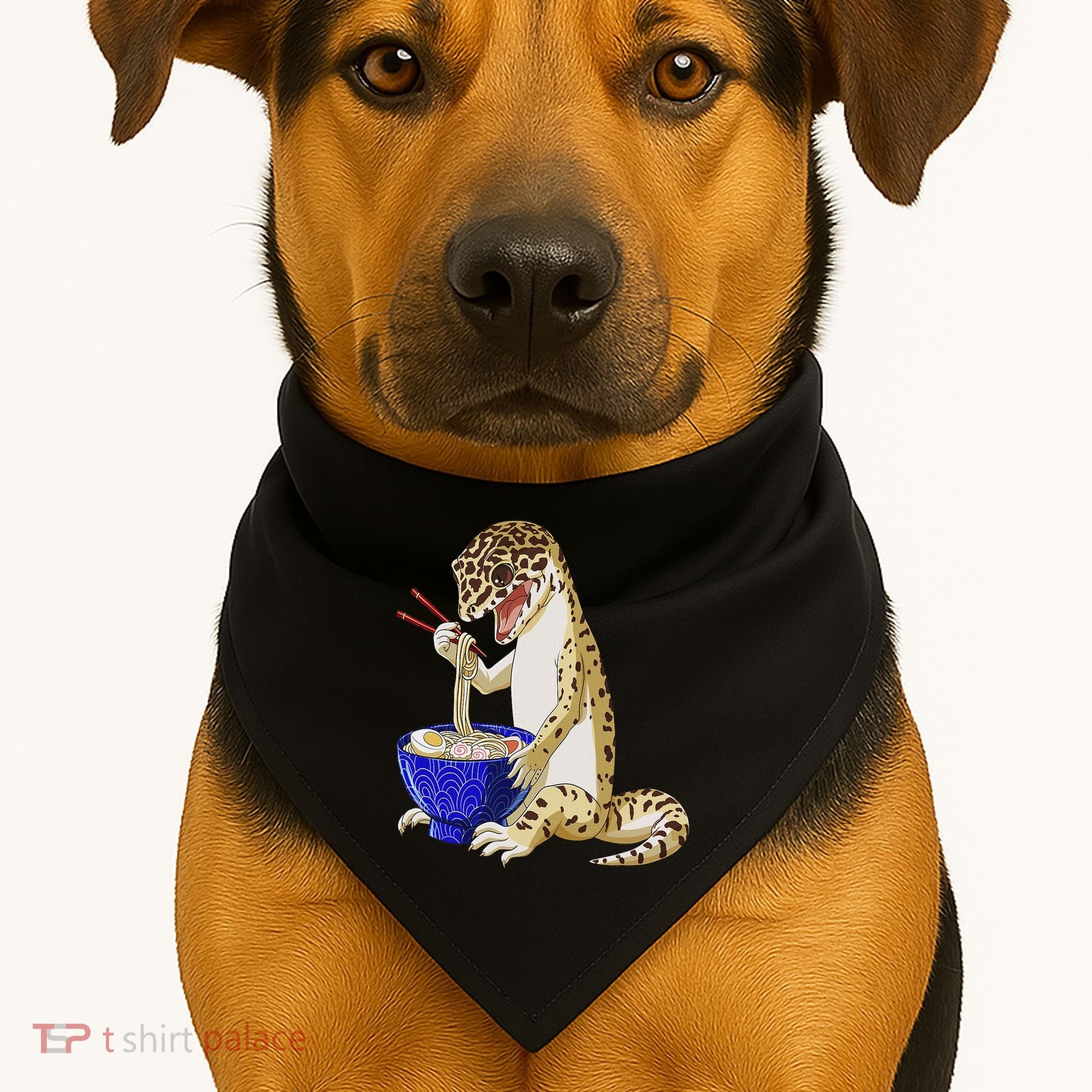 Funny Japanese Kawaii Ramen Reptile Leopard Gecko USA-Made Doggie Bandana