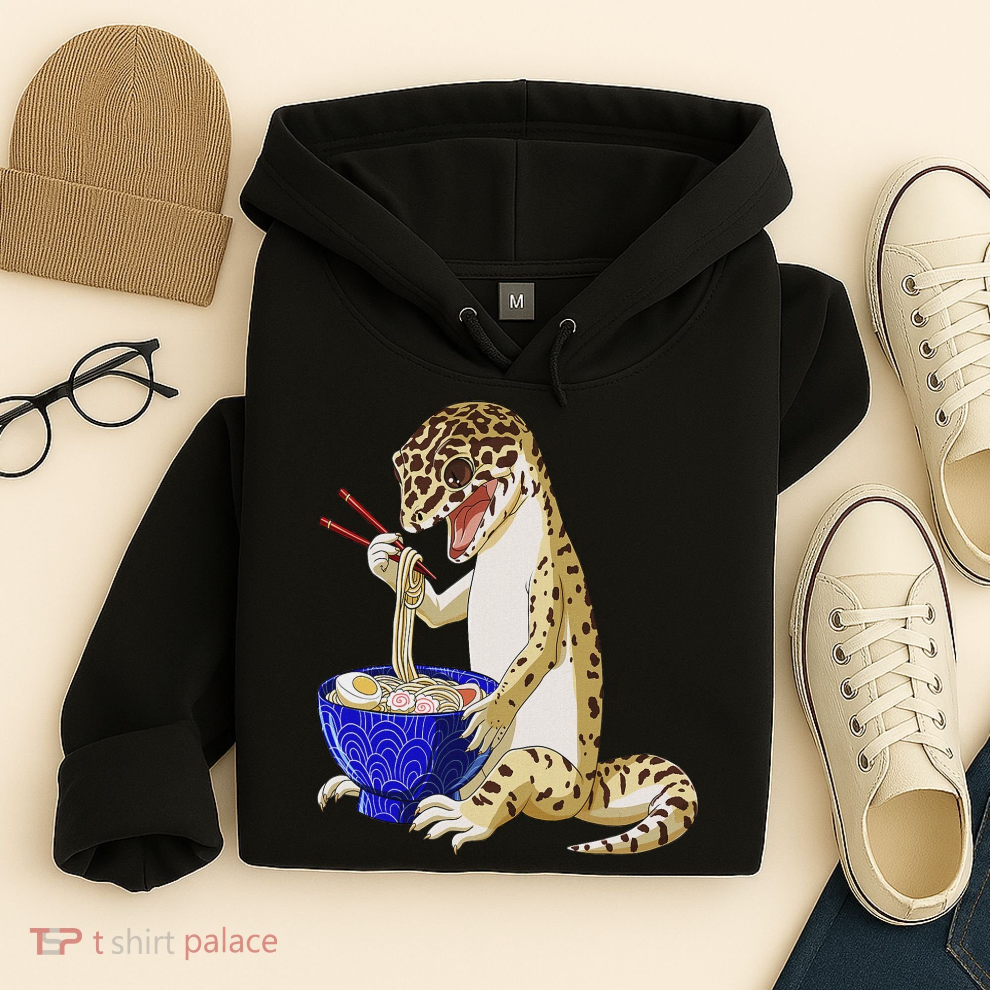 Funny Japanese Kawaii Ramen Reptile Leopard Gecko Hoodie
