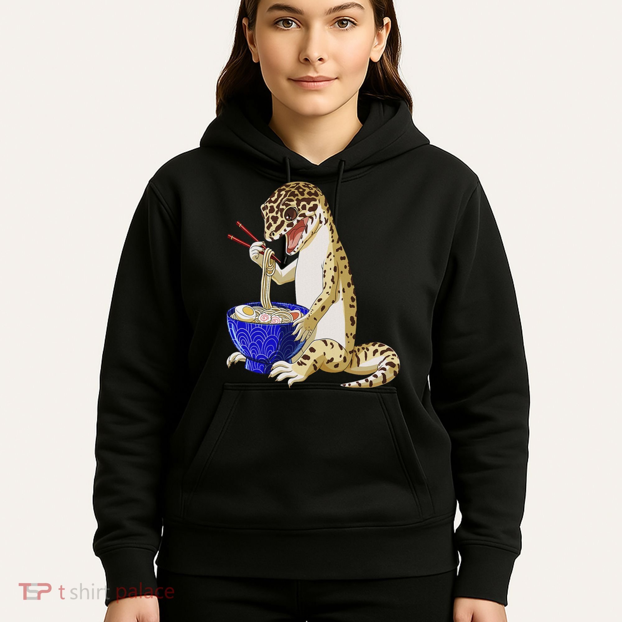 Funny Japanese Kawaii Ramen Reptile Leopard Gecko Hoodie
