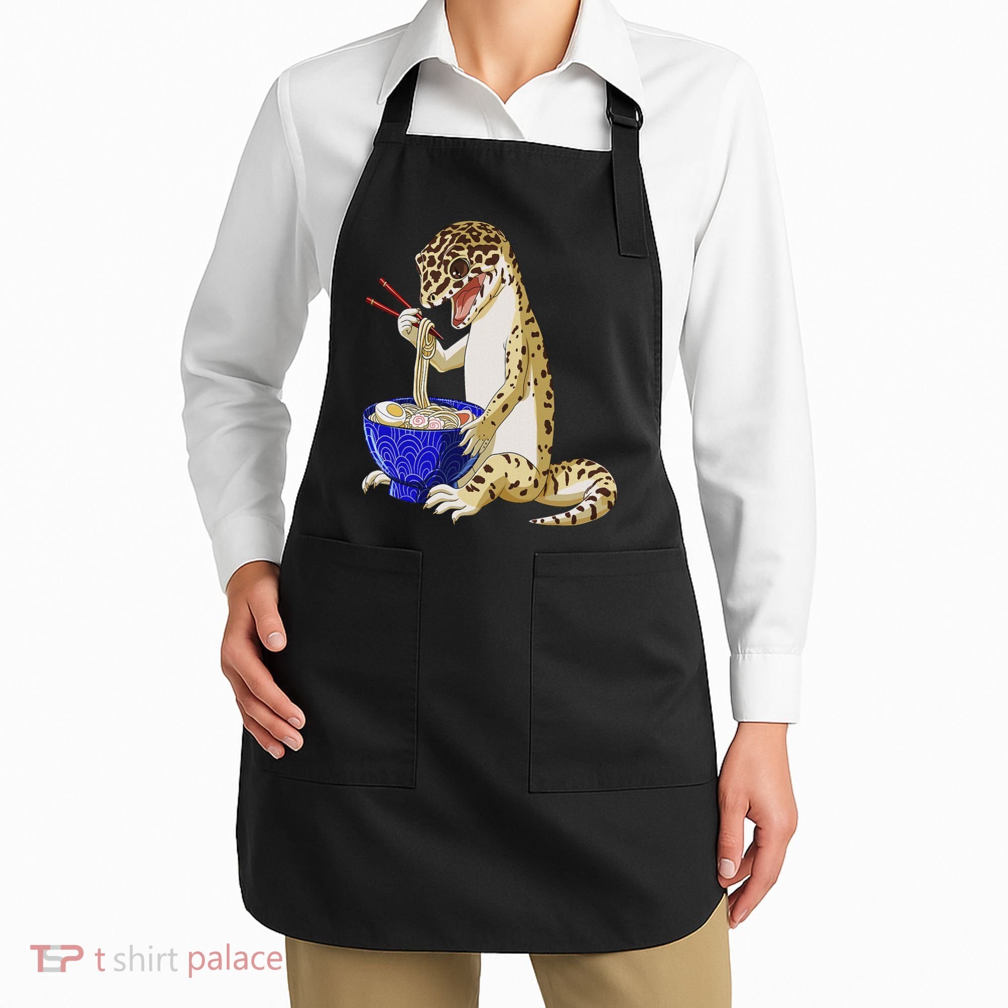 Funny Japanese Kawaii Ramen Reptile Leopard Gecko Apron