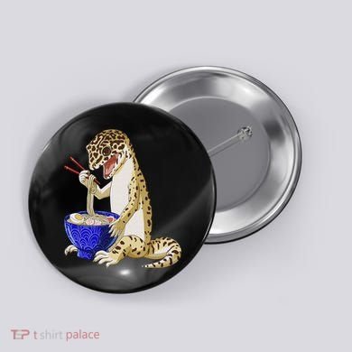 Funny Japanese Kawaii Ramen Reptile Leopard Gecko Button