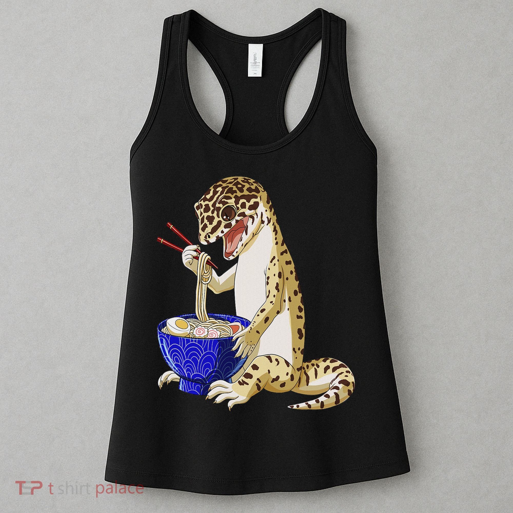 Funny Japanese Kawaii Ramen Reptile Leopard Gecko Women's Tank Top