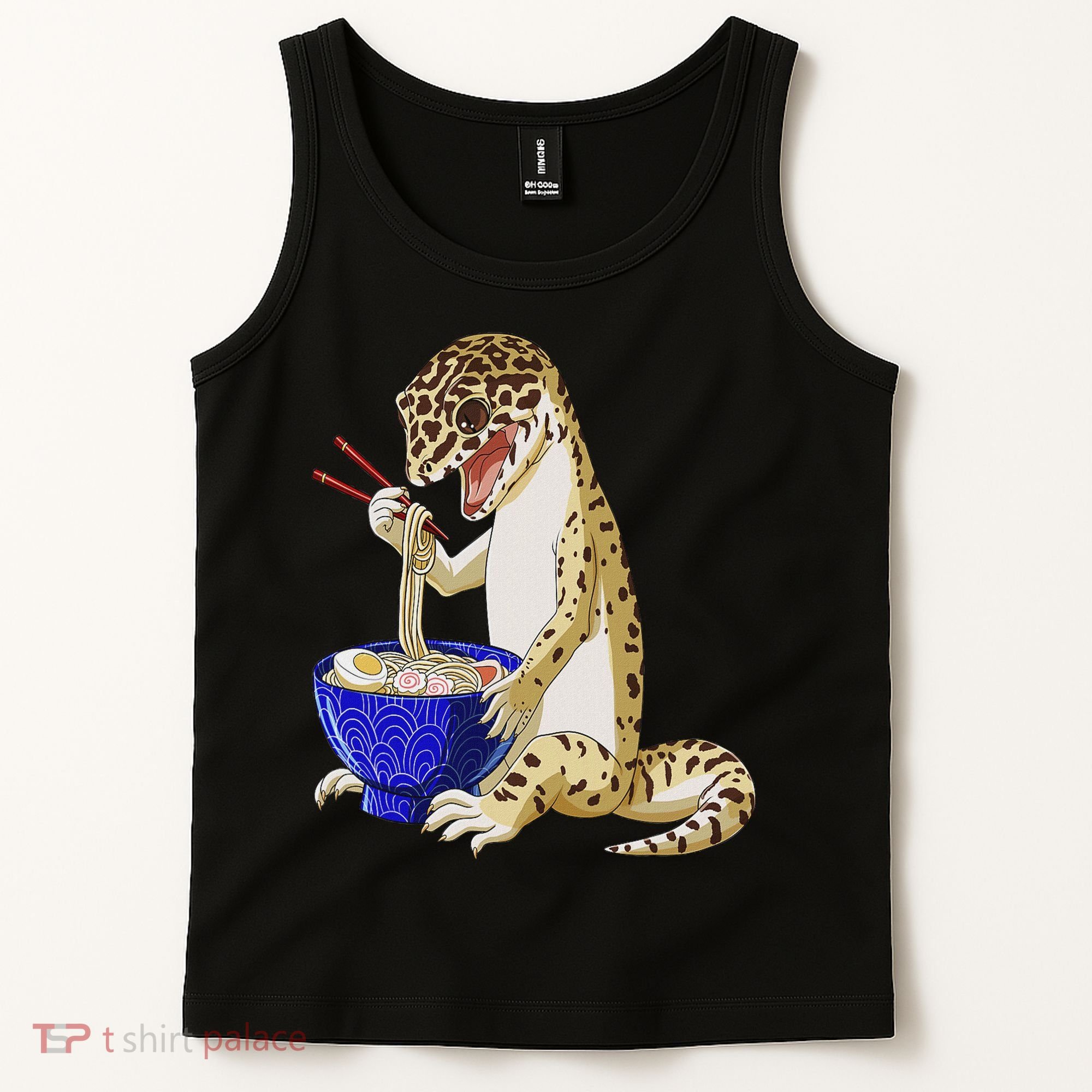 Funny Japanese Kawaii Ramen Reptile Leopard Gecko Tank Top