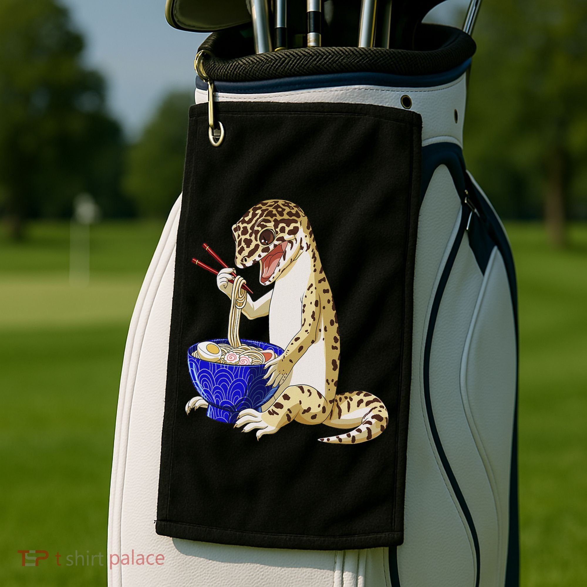 Funny Japanese Kawaii Ramen Reptile Leopard Gecko Golf Towel