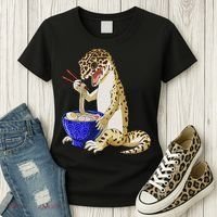 Funny Japanese Kawaii Ramen Reptile Leopard Gecko Women's T-Shirt thumb 3