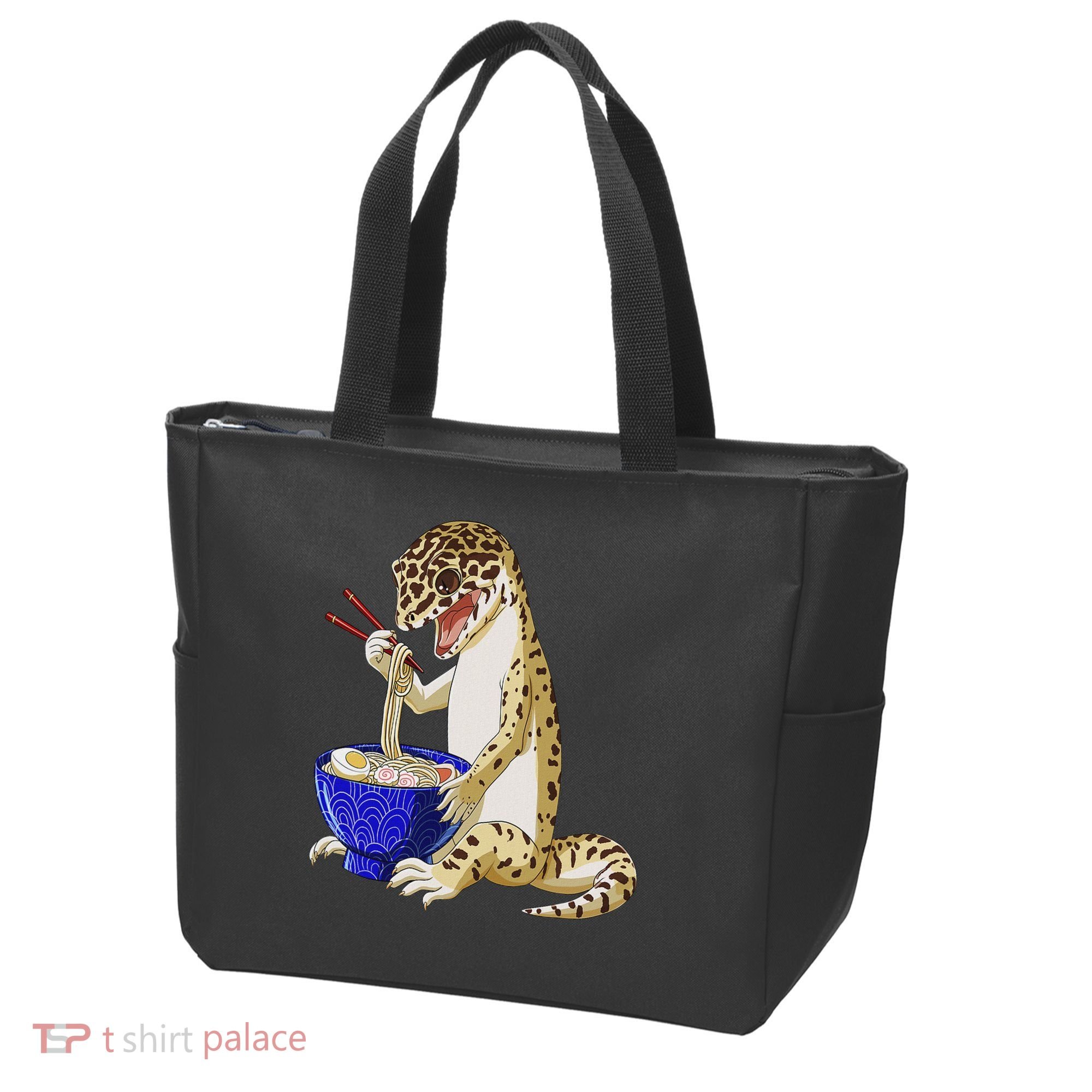 Funny Japanese Kawaii Ramen Reptile Leopard Gecko Tote Bag