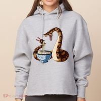 Funny Japanese Kawaii Ramen Snake Cute Ball Python Ladies Heavyweight Boxy Pullover Hoodie thumb 0