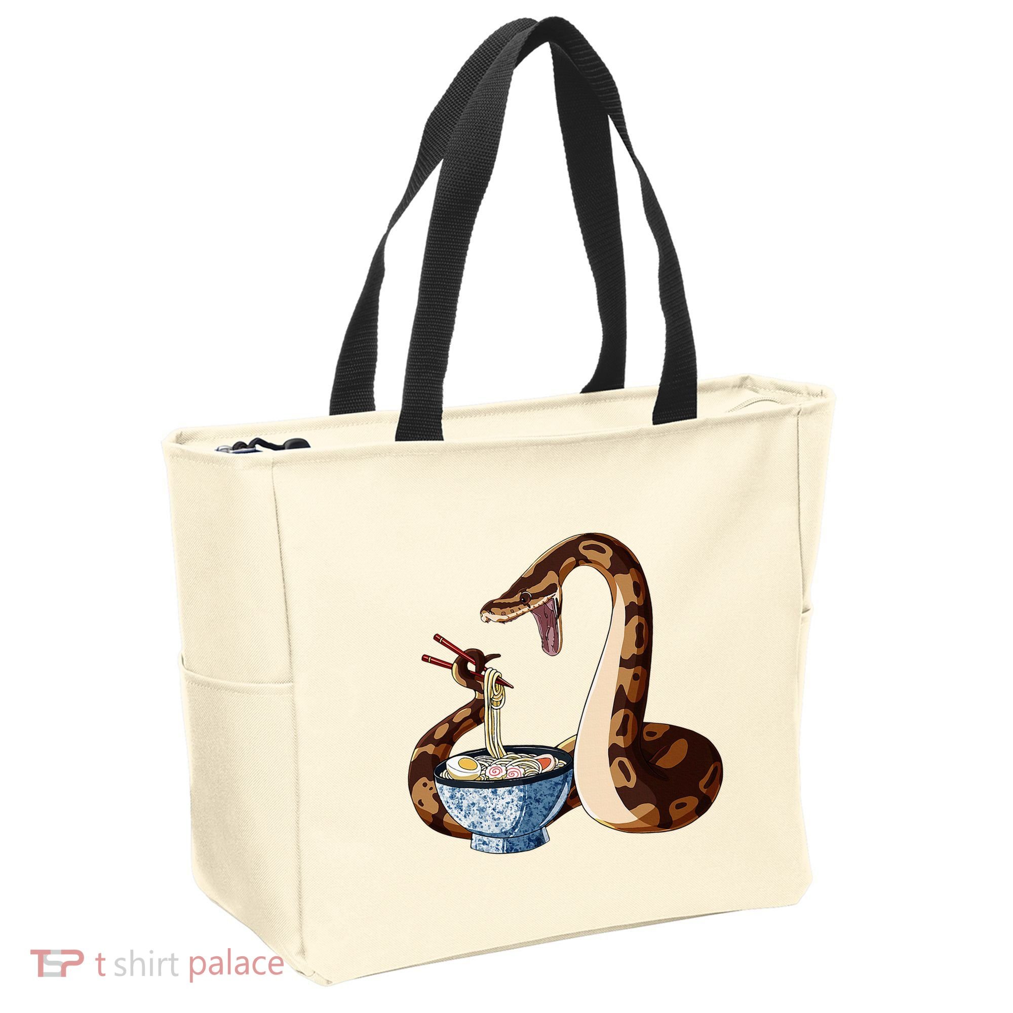 Funny Japanese Kawaii Ramen Snake Cute Ball Python Tote Bag