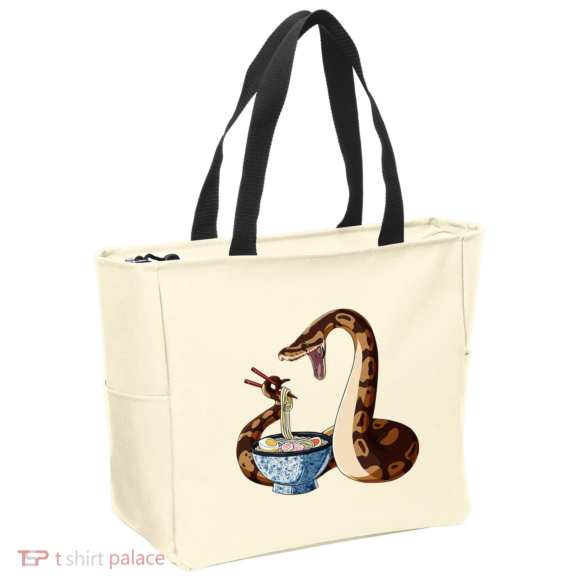 Funny Japanese Kawaii Ramen Snake Cute Ball Python Tote Bag