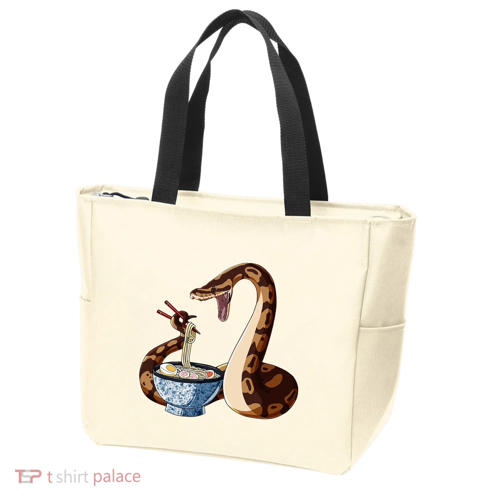 Funny Japanese Kawaii Ramen Snake Cute Ball Python Tote Bag