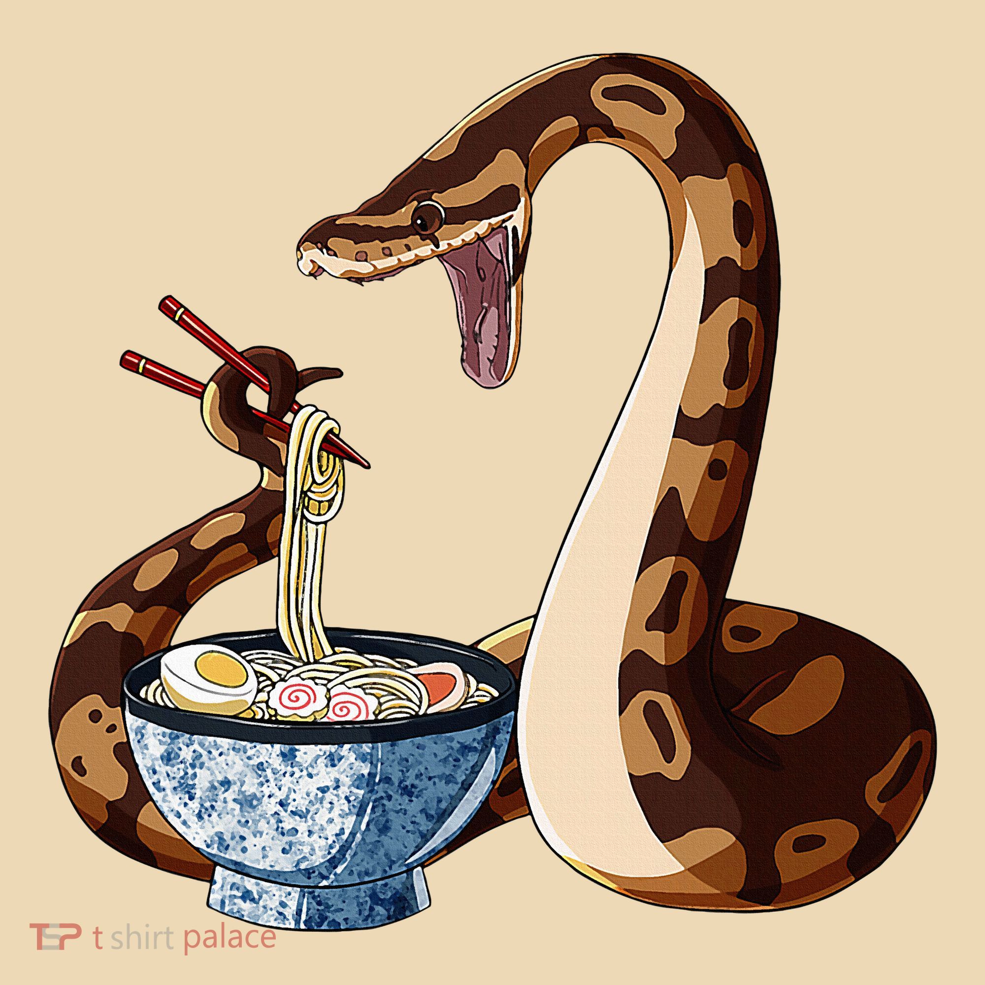 Funny Japanese Kawaii Ramen Snake Cute Ball Python Tote Bag