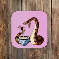 Funny Japanese Kawaii Ramen Snake Cute Ball Python Coaster thumb 0