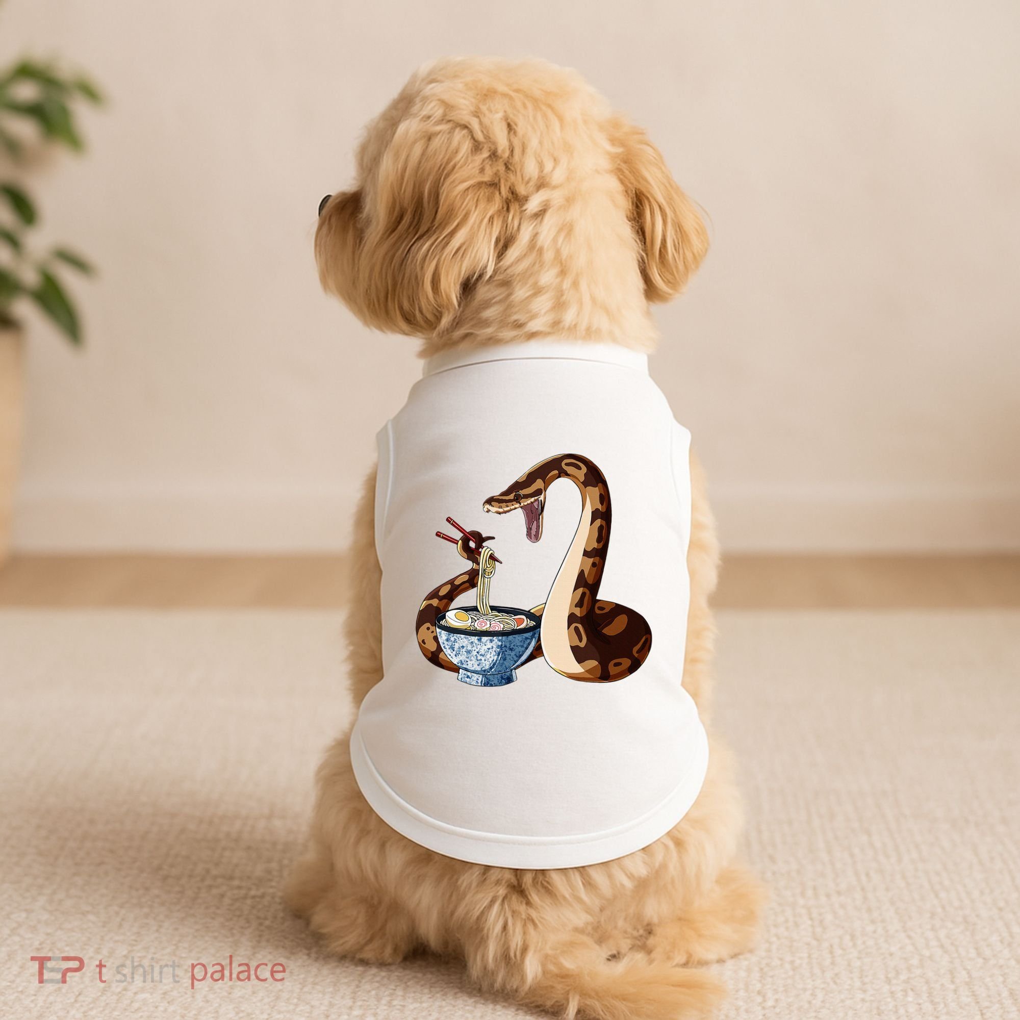 Funny Japanese Kawaii Ramen Snake Cute Ball Python Doggie Tank