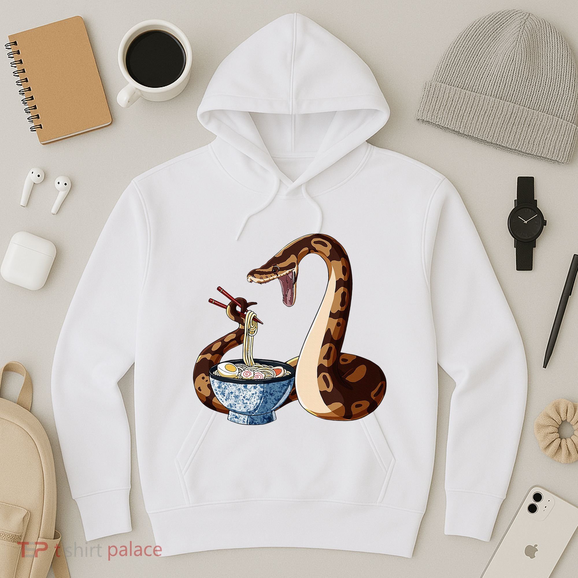 Funny Japanese Kawaii Ramen Snake Cute Ball Python Hoodie