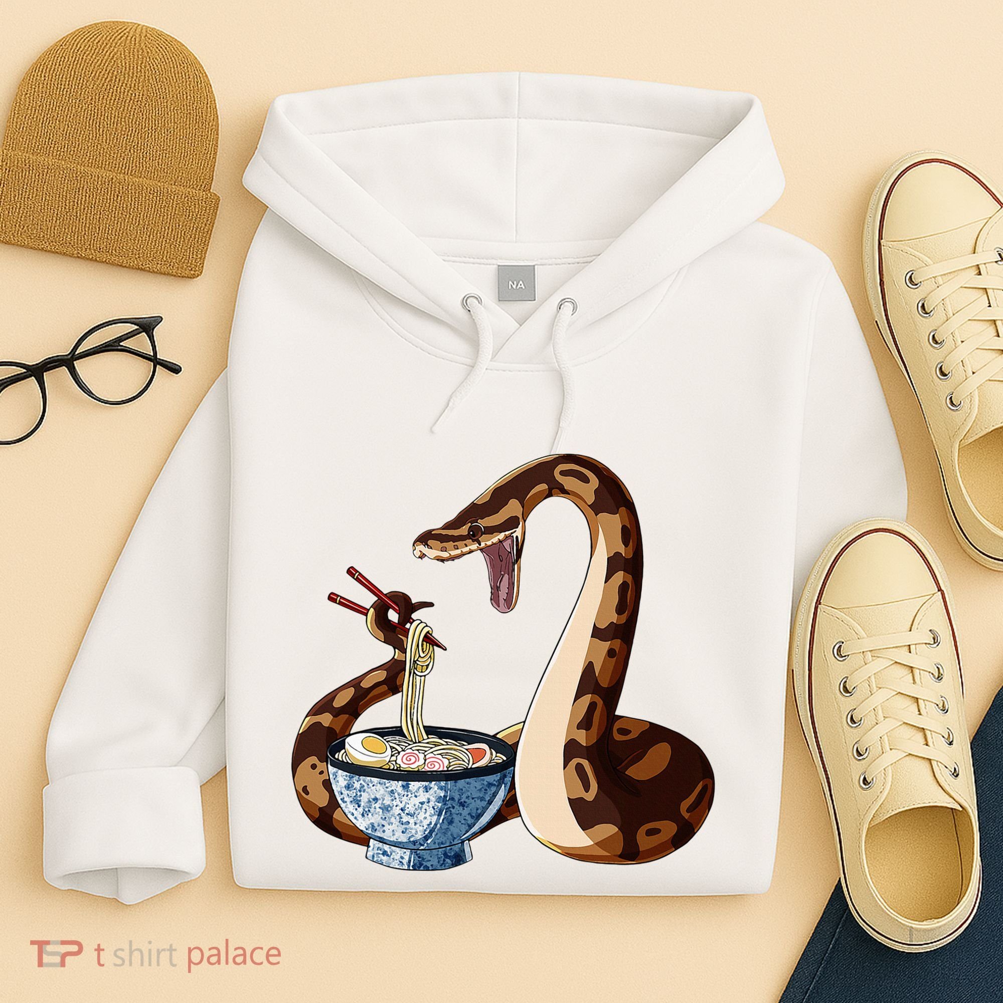 Funny Japanese Kawaii Ramen Snake Cute Ball Python Hoodie