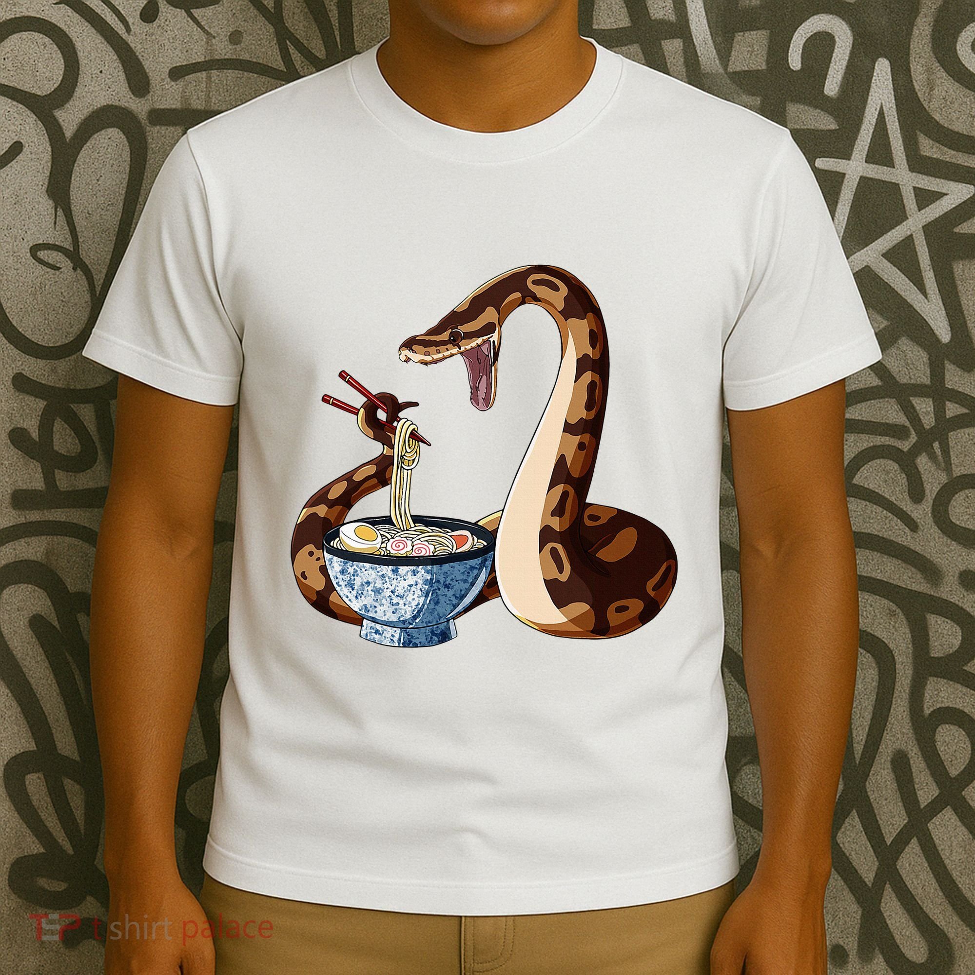 Funny Japanese Kawaii Ramen Snake Cute Ball Python T-Shirt