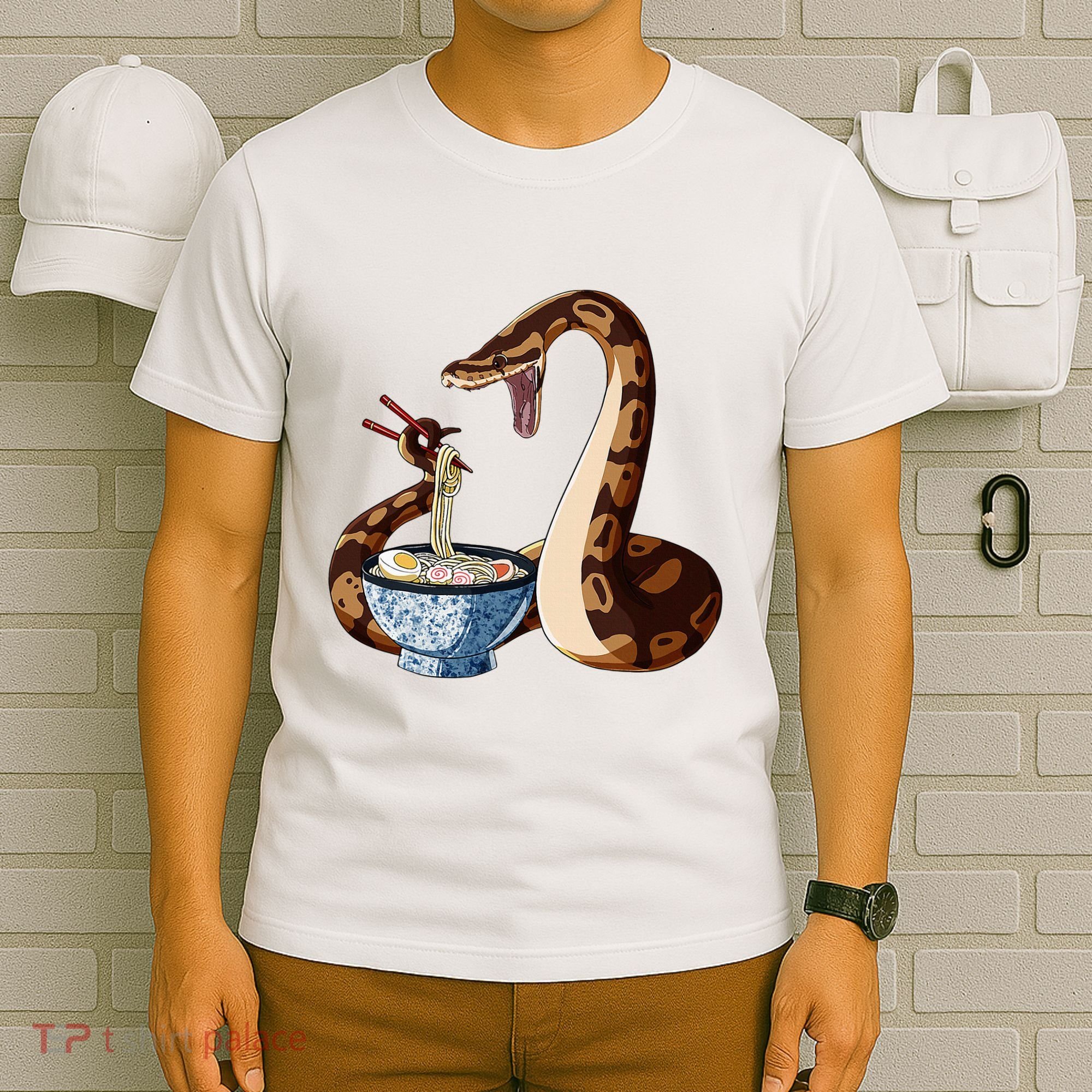 Funny Japanese Kawaii Ramen Snake Cute Ball Python T-Shirt