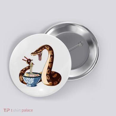 Funny Japanese Kawaii Ramen Snake Cute Ball Python Button