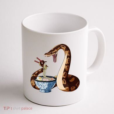 Funny Japanese Kawaii Ramen Snake Cute Ball Python Coffee Mug back