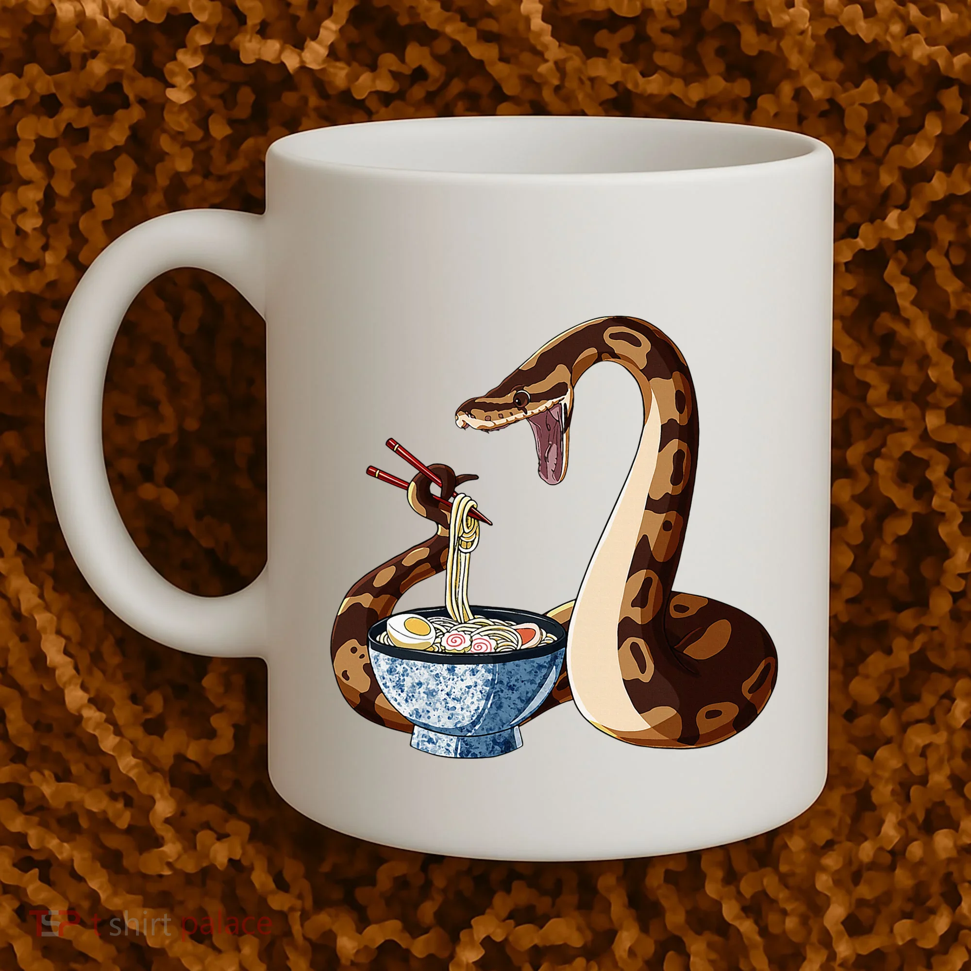 Funny Japanese Kawaii Ramen Snake Cute Ball Python Coffee Mug