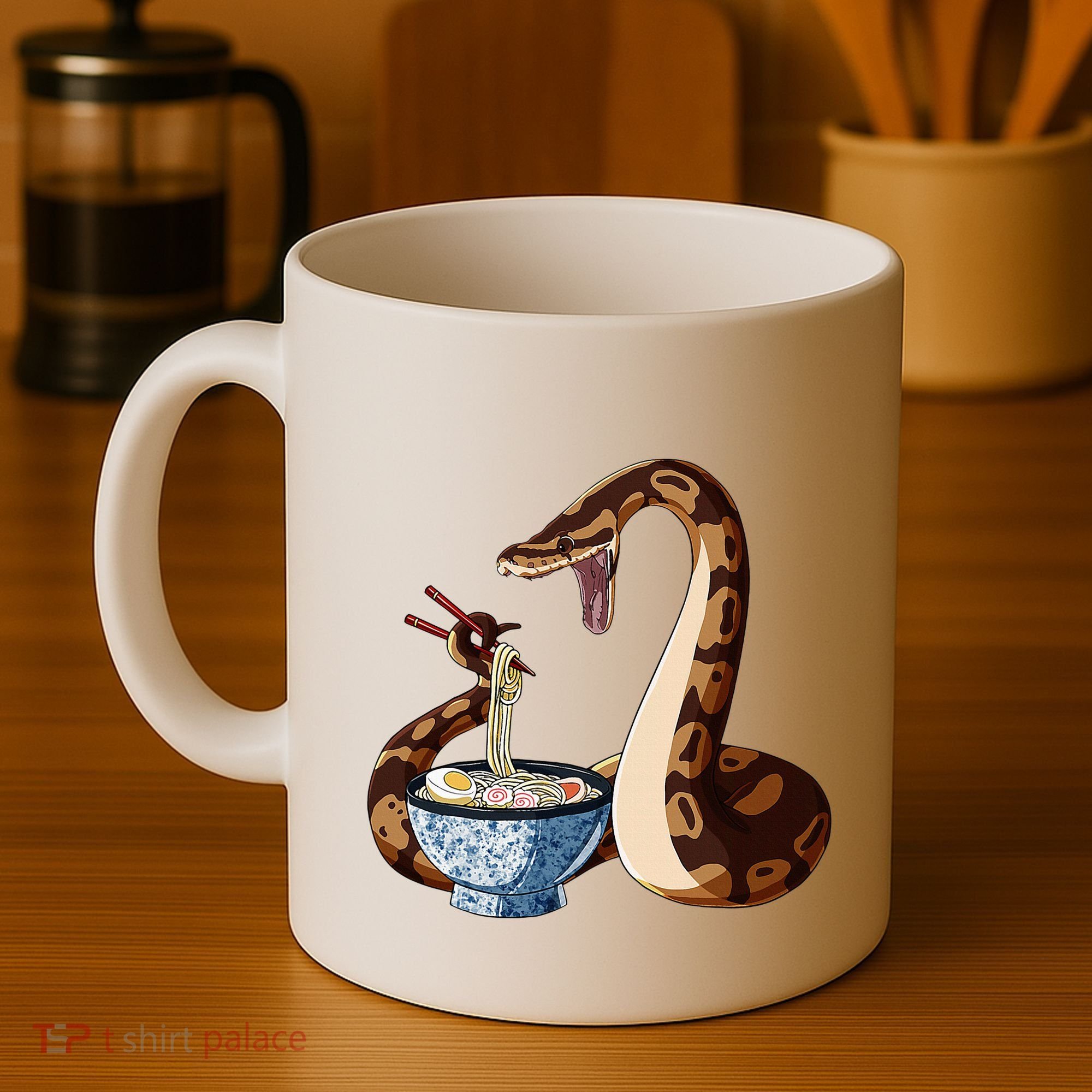 Funny Japanese Kawaii Ramen Snake Cute Ball Python Coffee Mug