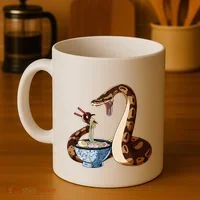 Funny Japanese Kawaii Ramen Snake Cute Ball Python Coffee Mug thumb 4