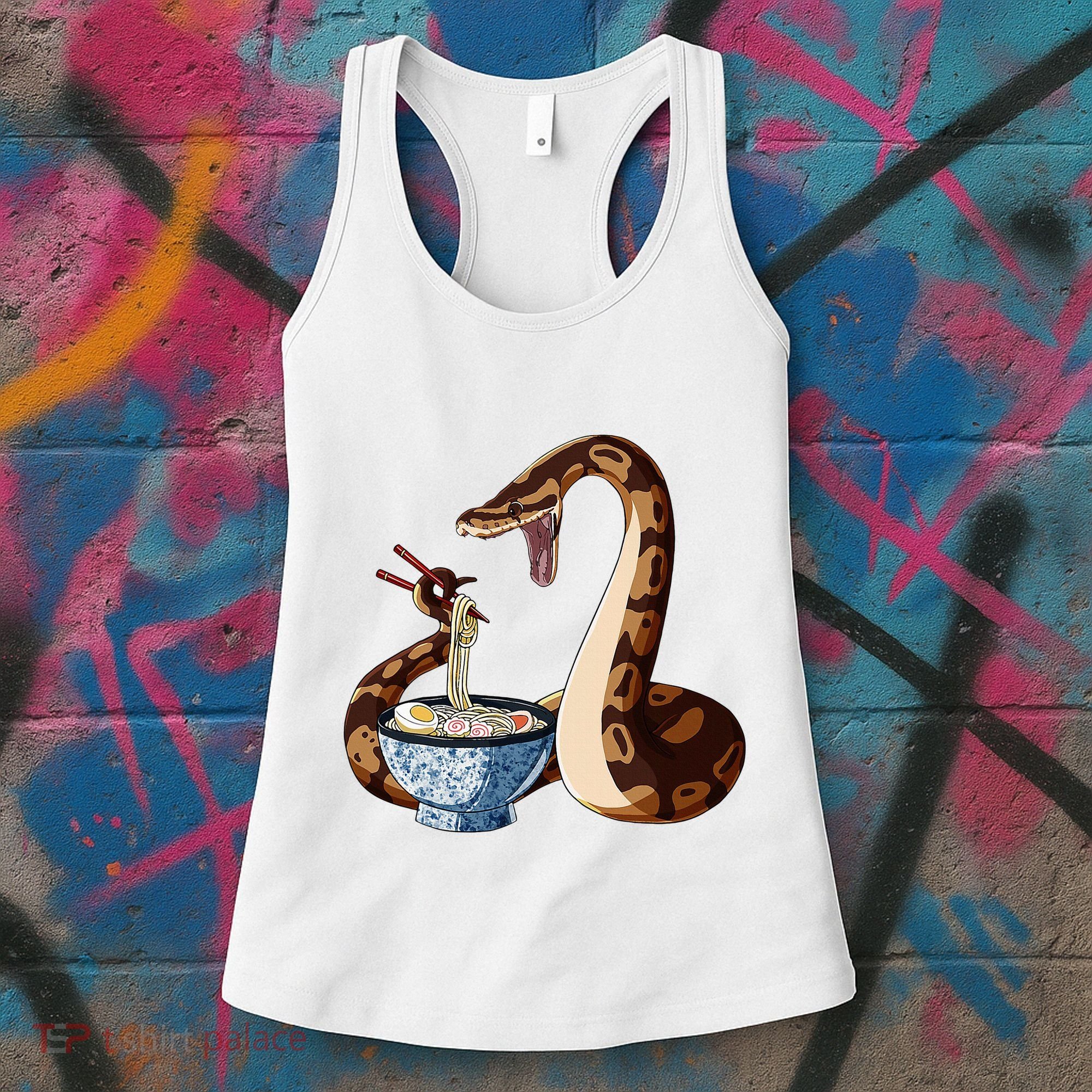 Funny Japanese Kawaii Ramen Snake Cute Ball Python Women's Tank Top