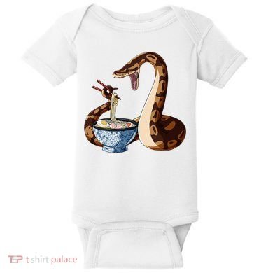 Funny Japanese Kawaii Ramen Snake Cute Ball Python Baby Bodysuit