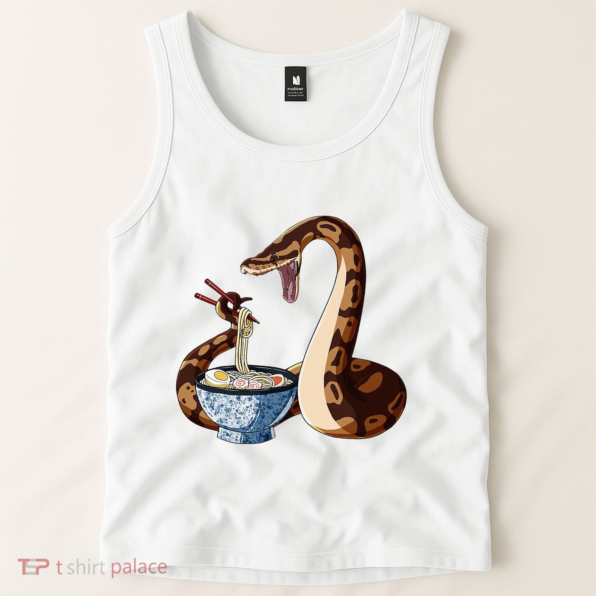 Funny Japanese Kawaii Ramen Snake Cute Ball Python Tank Top